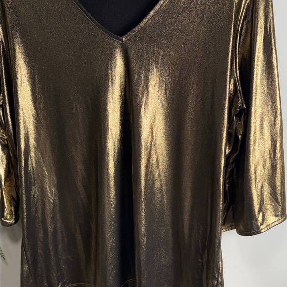 Michael Kors Shimmering Gold V-Neck Blouse - Picture 7 of 12